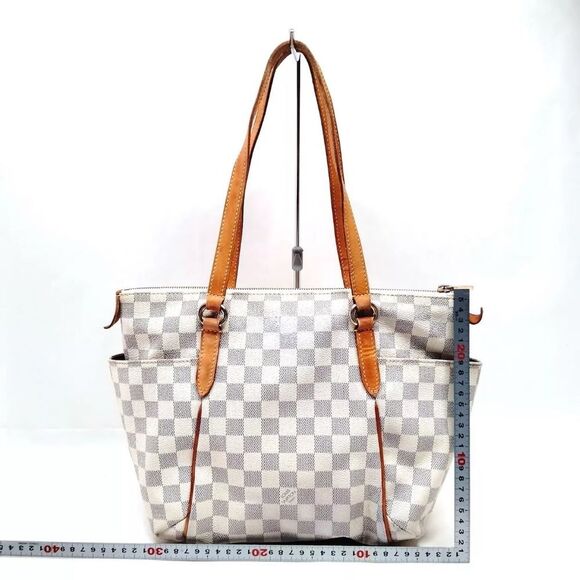 Auth Louis Vuitton White Azur Damier Totally PM Shoulder Bag Tote N51261 - Picture 2 of 9